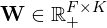 {\bf W}\in \mathbb{R}^{F \times K}_{+}